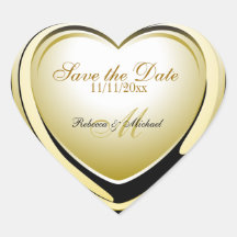 Gold Heart Pendant Save the Date Stickers
