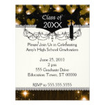 gold hearts graduation personalized invitations