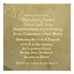 Gold Hearts Rose Wedding Invitations