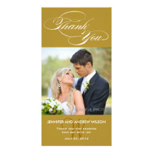 GOLD INITIAL SCRIPT WEDDING THANK YOU PHOTO CARD