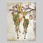 Gold & Jade Giraffes Cherry Blossom Invitation invitations