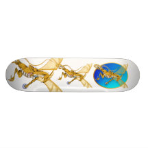Gold Jewelled Dragon Oval Skateboard