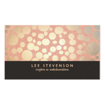 Gold Leaf Circles Makeup Artist Peach Linen Look Business Card Template