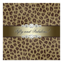 Gold Leopard 50th Birthday Party Invitations