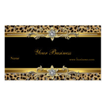 Gold Leopard Black Jewel Look Image Business Cards