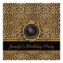 Gold Leopard Rattan Invite 30th Birthday Party
