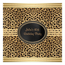 Gold Leopard Womans 40th Birthday Party Personalized Invite