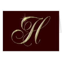 Gold Letter H Monogram Initial Gift Cards