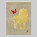 Gold Lion Silhouette  Monogram Postcard postcards