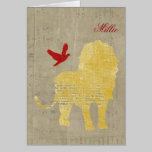 Gold Lion Silhouette Personalised Notecard cards