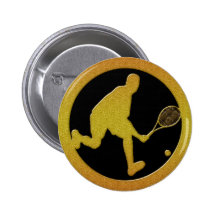 GOLD MALE TENNIS PLAYER BUTTON