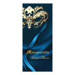 Gold Masquerade Blue Bridal Shower Invitation