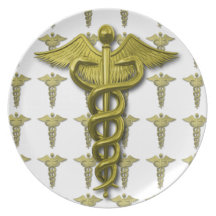 Gold Medical Profession Symbol Party Plate