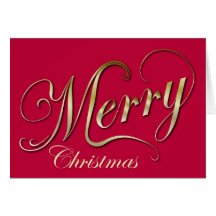 Gold Merry Christmas Holiday Card