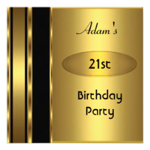 Gold Metal Black Mens 21st Birthday Party Man Invitation