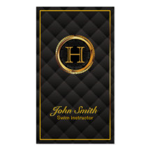 Gold Monogram Swim Instructor Business Card