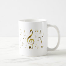 Gold Musical Notes Mug