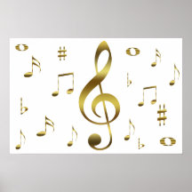 Gold Musical Notes Poster