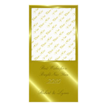 Gold New Year Embossed Greetings Photo Cards