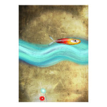 Gold Ocean Fishes Invitation