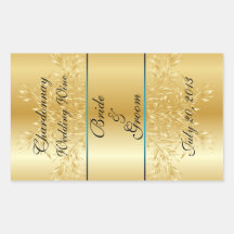 Gold on Gold Wedding Wine Label Sticker