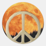 GOLD PEACE MOON ROUND STICKER