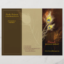 Gold Peacock Feathers Tri Fold Business Brochures Personalized Flyer