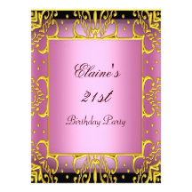 Gold Pink Hot Glamour 21st Birthday Party Announcement