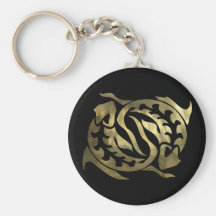 Gold Pisces Fish Keychain