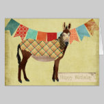 Gold Plaid Donkey Birthday  Card cards