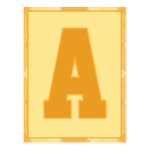 Gold Plaid Letter "A" Typography Banner Card Postcards