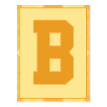 Gold Plaid Letter "B" Typography Banner Card Postcard