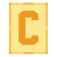 Gold Plaid Letter "C" Typography Banner Card Post Cards