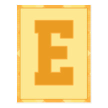 Gold Plaid Letter "E" Typography Banner Card Postcard