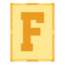 Gold Plaid Letter "F" Typography Banner Card Post Card