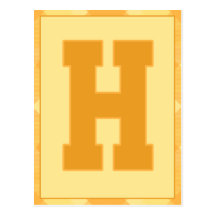 Gold Plaid Letter "H" Typography Banner Card Postcards