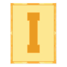 Gold Plaid Letter "I" Typography Banner Card Postcard