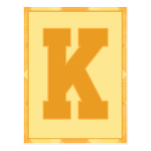 Gold Plaid Letter "K" Typography Banner Card Postcards
