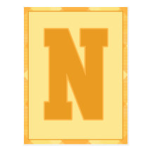 Gold Plaid Letter "N" Typography Banner Card Post Cards