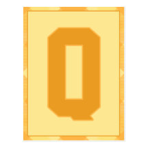 Gold Plaid Letter "Q" Typography Banner Card Post Card