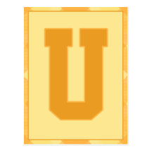 Gold Plaid Letter "U" Typography Banner Card Post Cards