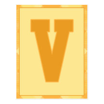 Gold Plaid Letter "V" Typography Banner Card Post Card
