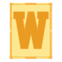 Gold Plaid Letter "W" Typography Banner Card Postcard