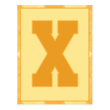 Gold Plaid Letter "X" Typography Banner Card Postcards