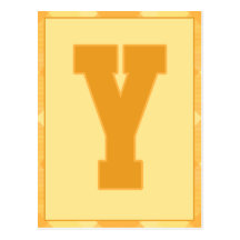 Gold Plaid Letter "Y" Typography Banner Card Post Card