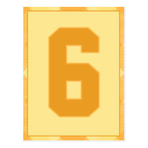 Gold Plaid Number 6 Typography Banner Card Postcards