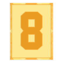 Gold Plaid Number 8 Typography Banner Card Postcards