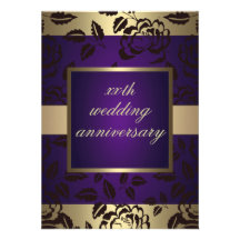 Gold/Purple Rose wedding anniversary Invitation