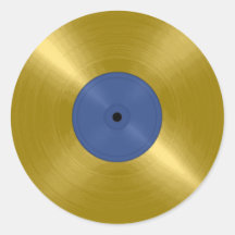 Gold Record with Blue Label Round Sticker