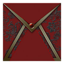 Gold Red Black Damask Party Template Announcement